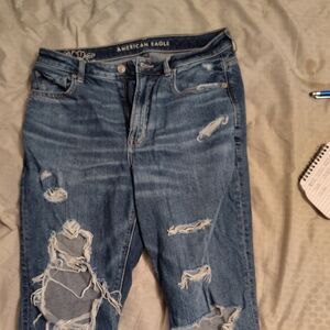 American Eagle Outfitters Women's Ripped Blue Boyfriend Jeans